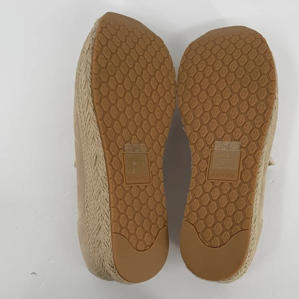 Dolce Vita Jaila espadrille suede leather shoe platform tan suede sneaker new 9